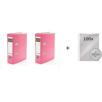 Livepac Office Ordner DIN A5, pink, 2 Stück inkulsive 100 Prospekthüllen Livepac Office Ordner DIN A5, pink, 2 Stück inkulsive 100 Prospekthüllen