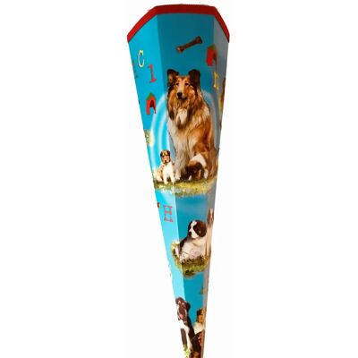 Nestler Schultüte mit Hund Lassie und Familie, 85 cm, eckig Nestler Schultüte mit Hund Lassie und Familie, 85 cm, eckig