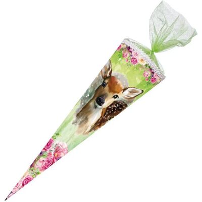 Nestler Schultüte Rehkitz Organzaverschluss 85 cm eckig Nestler Schultüte Rehkitz Organzaverschluss 85 cm eckig