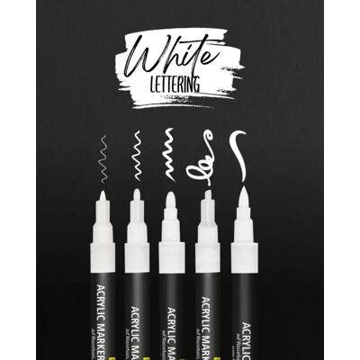ONLINE White Lettering Set mit Acryl Marker, Fineliner und Brushpen, 5 Stifte ONLINE White Lettering Set mit Acryl Marker, Fineliner und Brushpen, 5 Stifte