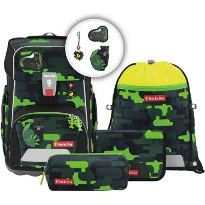 Step by Step GIANT 5-teiliges Schulranzen-Set Black Cat Chiko 23 Liter grau grün Step by Step GIANT 5-teiliges Schulranzen-Set Black Cat Chiko 23 Liter grau grün