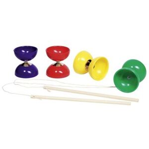 Goki Diabolo mit Stöckern und Schnur Ø=10 cm, 4fach sortiert, Kunststoff, 4er Set