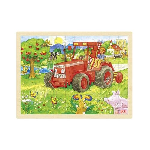 Goki Einlegepuzzle Traktor 40 x 30 x 0,8 cm, Holz, 96 Teile, per Stück