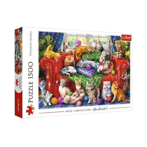 Trefl Puzzle 1500 - Katzen auf dem Sofa