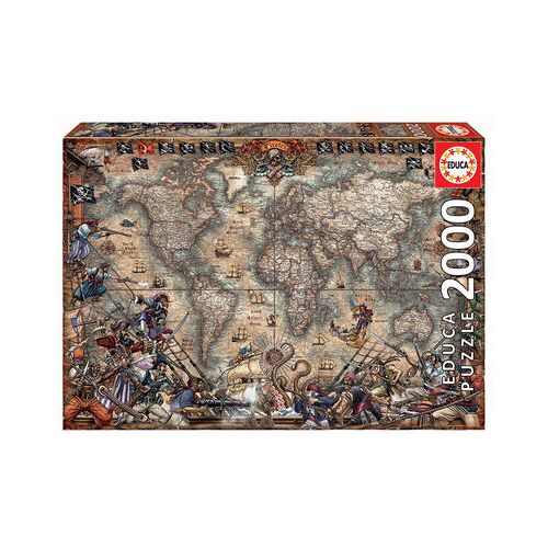 EDUCA BORRAS Piraten Weltkarte 2000 Teile Puzzle