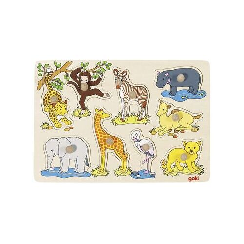 goki 57829 Steckpuzzle Afrikanische Tierkinder