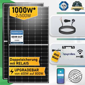 Campergold 1000W Balkonkraftwerk mit Hoymiles HMS-800W-2T Upgradefähiger WIFI Wechselrichter