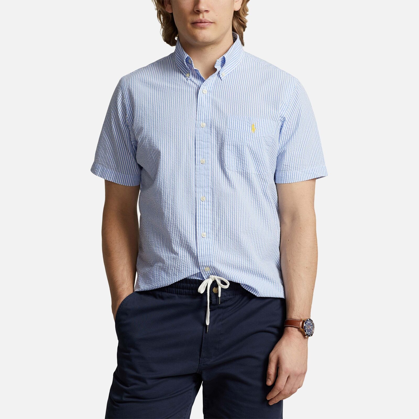 Polo Ralph Lauren Custom-Fit Seersucker-Hemd mit Streifen - Blue/White - XXL