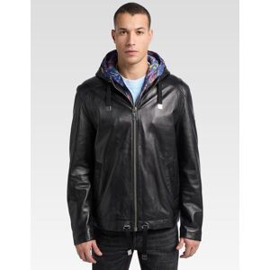 Carlo Colucci Lederjacke Herren gemustert, schwarz