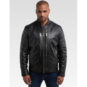 Carlo Colucci Lederjacke Herren gemustert, schwarz