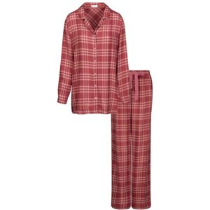 Seidensticker Pyjama Damen Viskose kariert, rot