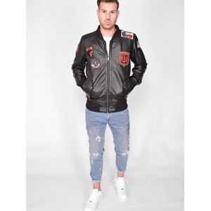 Topgun Lederblouson Herren, schwarz