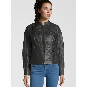 7 eleven Bikerjacke Damen Leder, anthrazit