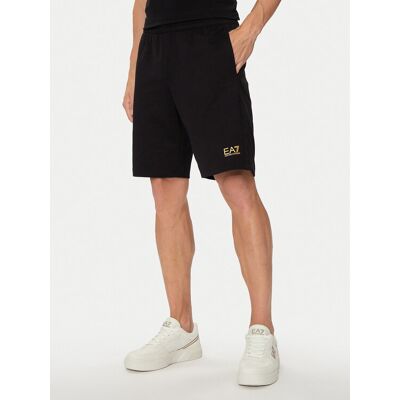 EA7 Schwarze Baumwoll-Sportshorts - Shorts EA7 Schwarze Baumwoll-Sportshorts - Shorts