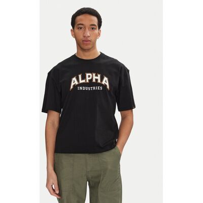 Alpha Industries T-Shirt College 146501 Schwarz Relaxed Fit S male Alpha Industries T-Shirt College 146501 Schwarz Relaxed Fit S male