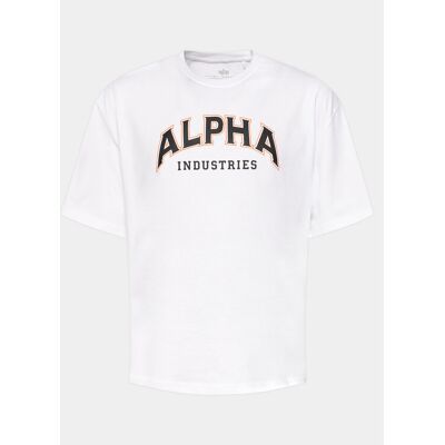 Alpha Industries T-Shirt College 146501 Weiß Relaxed Fit L male Alpha Industries T-Shirt College 146501 Weiß Relaxed Fit L male
