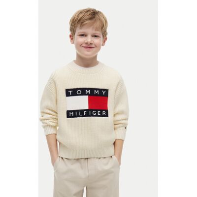 Tommy Hilfiger Pullover Heritage KB0KB10071 Hellbeige Regular Fit 10Y male Tommy Hilfiger Pullover Heritage KB0KB10071 Hellbeige Regular Fit 10Y male