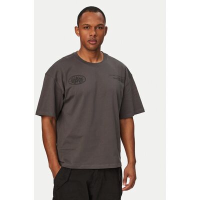 Alpha Industries T-Shirt World Logo 258514 Grau Regular Fit S male Alpha Industries T-Shirt World Logo 258514 Grau Regular Fit S male