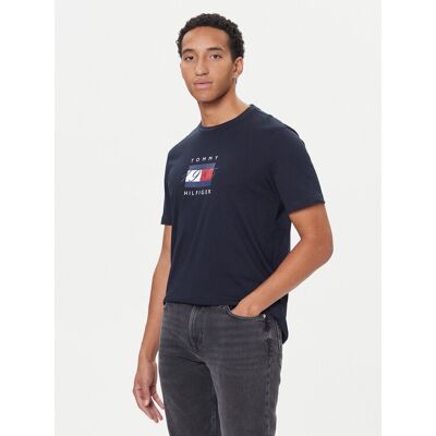 Tommy Hilfiger T-Shirt Linear Flag MW0MW41338 Dunkelblau Regular Fit S male Tommy Hilfiger T-Shirt Linear Flag MW0MW41338 Dunkelblau Regular Fit S male