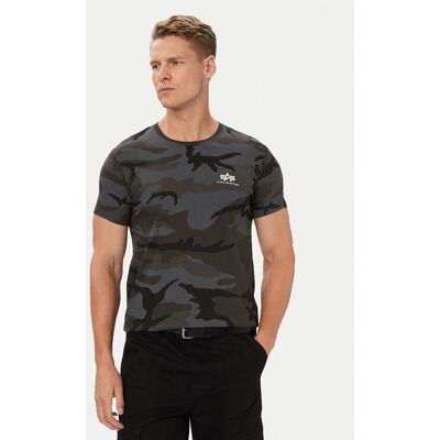 Alpha Industries T-Shirt Basic T Small Logo Camo 188505C Grau Regular Fit M male Alpha Industries T-Shirt Basic T Small Logo Camo 188505C Grau Regular Fit M male