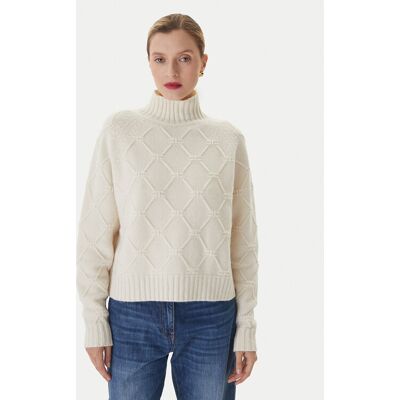 Elisabetta Franchi Pullover MK-55T-57E2 Creme Regular Fit 44 female Elisabetta Franchi Pullover MK-55T-57E2 Creme Regular Fit 44 female