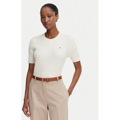 Tommy Hilfiger Pullover Cable Fine WW0WW41787 Creme Regular Fit XXS female Tommy Hilfiger Pullover Cable Fine WW0WW41787 Creme Regular Fit XXS female