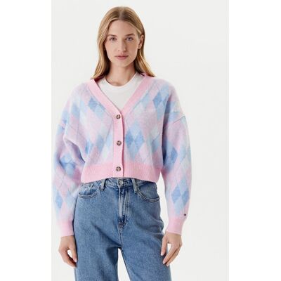 Tommy Jeans Strickjacke Argyle DW0DW21180 Rosa Relaxed Fit S female Tommy Jeans Strickjacke Argyle DW0DW21180 Rosa Relaxed Fit S female