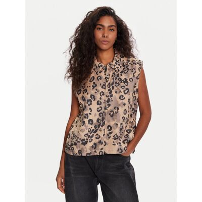 adidas Weste Animal Print 3-Stripes JV6957 Beige Loose Fit M female adidas Weste Animal Print 3-Stripes JV6957 Beige Loose Fit M female