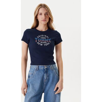 Tommy Jeans T-Shirt DW0DW21421 Dunkelblau Slim Fit S female Tommy Jeans T-Shirt DW0DW21421 Dunkelblau Slim Fit S female