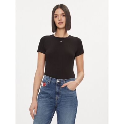 Tommy Jeans T-Shirt Essential DW0DW17383 Schwarz Slim Fit XXS female Tommy Jeans T-Shirt Essential DW0DW17383 Schwarz Slim Fit XXS female