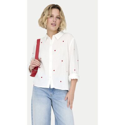 ONLY Hemd Heart 15332482 Weiß Regular Fit M female ONLY Hemd Heart 15332482 Weiß Regular Fit M female