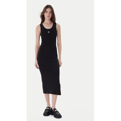 Hugo Boss Langes Kleid aus Stretch-Jersey mit gestapeltem Logo (50514521) schwarz Hugo Boss Langes Kleid aus Stretch-Jersey mit gestapeltem Logo (50514521) schwarz
