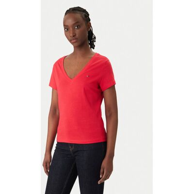 Tommy Jeans T-Shirt DW0DW20458 Rot Slim Fit XXS female Tommy Jeans T-Shirt DW0DW20458 Rot Slim Fit XXS female