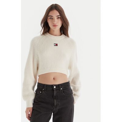 Tommy Jeans Pullover Badge DW0DW21677 Écru Regular Fit L female Tommy Jeans Pullover Badge DW0DW21677 Écru Regular Fit L female