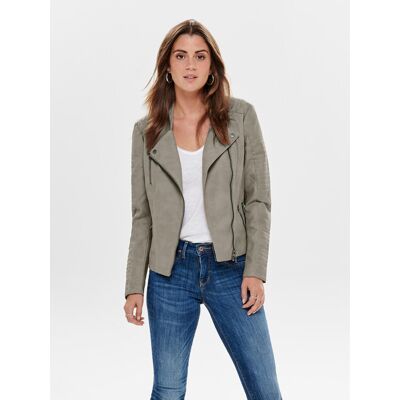 ONLY Jacke aus Kunstleder Ava 15102997 Grau Regular Fit 34 female ONLY Jacke aus Kunstleder Ava 15102997 Grau Regular Fit 34 female