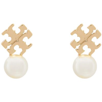 Tory Burch Ohrringe LOGO AND PEARL STUD EARRINGS 184421 Goldfarben NOSIZE female Tory Burch Ohrringe LOGO AND PEARL STUD EARRINGS 184421 Goldfarben NOSIZE female