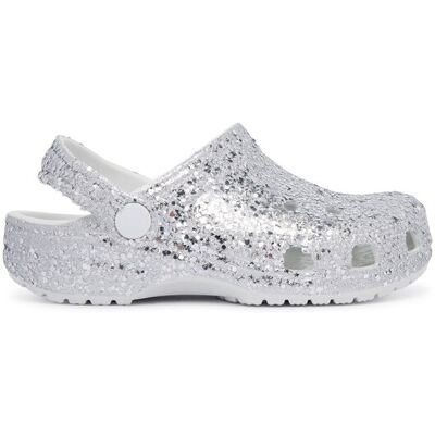 Crocs Pantoletten Classic Dazzle Glitter Clog K 213915 Silberfarben 30_31 female Crocs Pantoletten Classic Dazzle Glitter Clog K 213915 Silberfarben 30_31 female