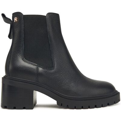 Tommy Hilfiger Stiefeletten Th Leather Chelsea Cleated Heel FW0FW08774 Schwarz 35 female Tommy Hilfiger Stiefeletten Th Leather Chelsea Cleated Heel FW0FW08774 Schwarz 35 female