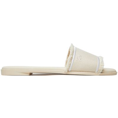 Tommy Hilfiger Pantoletten Fringe Canvas Flat Sandal FW0FW08908 Beige 36 female Tommy Hilfiger Pantoletten Fringe Canvas Flat Sandal FW0FW08908 Beige 36 female