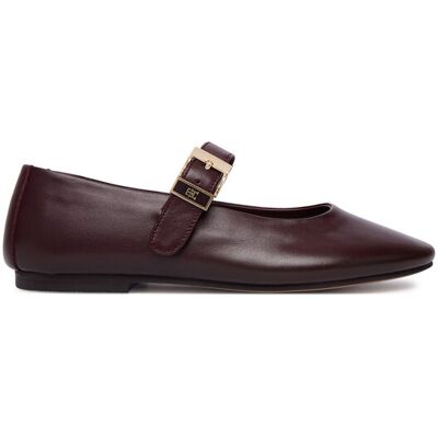 Tommy Hilfiger Ballerinas Buckle Leather Ballerina FW0FW09684 Braun 41 female Tommy Hilfiger Ballerinas Buckle Leather Ballerina FW0FW09684 Braun 41 female