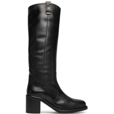 Tommy Hilfiger Stiefel Riding Lthr Long Boot Block Heel FW0FW08777 Schwarz 38 female Tommy Hilfiger Stiefel Riding Lthr Long Boot Block Heel FW0FW08777 Schwarz 38 female