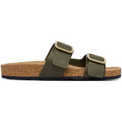 Tommy Hilfiger Pantoletten Leather Double Strap Cork Sandals FW0FW09118 Grün 40 female Tommy Hilfiger Pantoletten Leather Double Strap Cork Sandals FW0FW09118 Grün 40 female