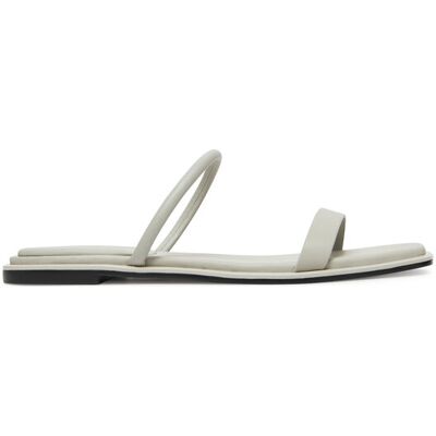 Calvin Klein Pantoletten Flat Sandal Squared 2-Bar Lth HW0HW02532 Écru 38 female Calvin Klein Pantoletten Flat Sandal Squared 2-Bar Lth HW0HW02532 Écru 38 female