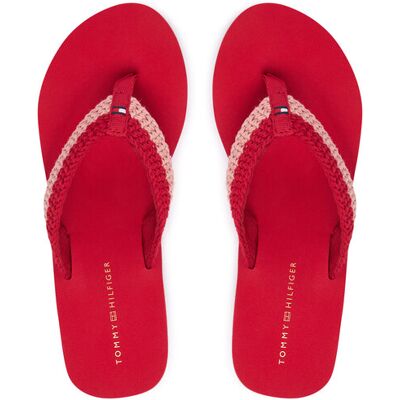 Tommy Hilfiger Zehentrenner Th Wedge Crochet Summer Sandal FW0FW09420 Rot 38 female Tommy Hilfiger Zehentrenner Th Wedge Crochet Summer Sandal FW0FW09420 Rot 38 female