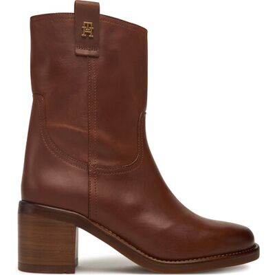 Tommy Hilfiger Stiefeletten Riding Lthr Mid Boot Block Heel FW0FW08776 Braun 37 female Tommy Hilfiger Stiefeletten Riding Lthr Mid Boot Block Heel FW0FW08776 Braun 37 female