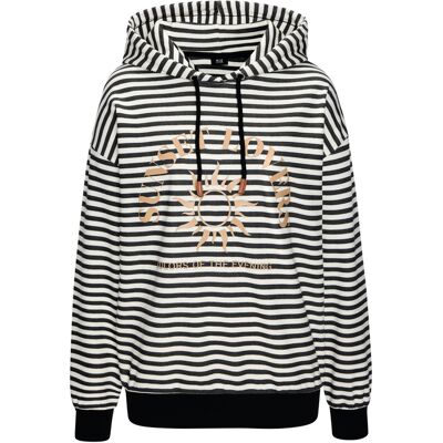 H.I.S Kapuzenpullover Damen Schwarz Gestreift Gr.40/42 H.I.S Kapuzenpullover Damen Schwarz Gestreift Gr.40/42