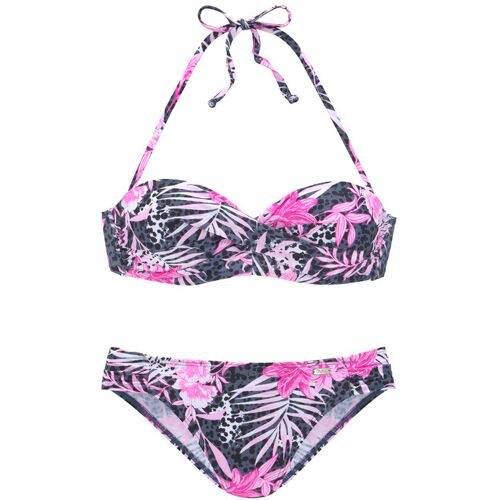 Buffalo Bügel-Bandeau-Bikini Damen Marine-Pink Gr.38 Cup E