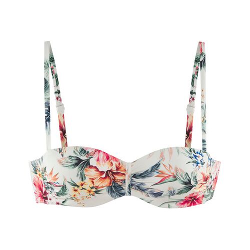 Lascana Bügel-Bandeau-Bikini-Top Damen Creme Bedruckt Gr.36 Cup B