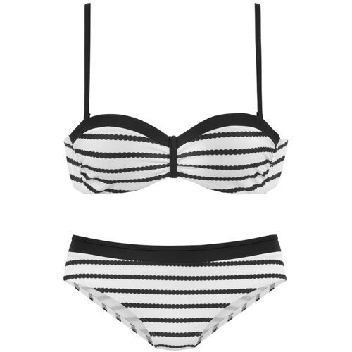 Lascana Bügel-Bandeau-Bikini Damen Schwarz-Weiß Gr.32 Cup A