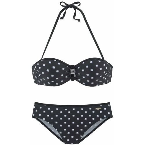Lascana Bügel-Bandeau-Bikini Damen Schwarz-Weiß Gr.38 Cup E